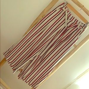Striped Gaucho elastic band pants